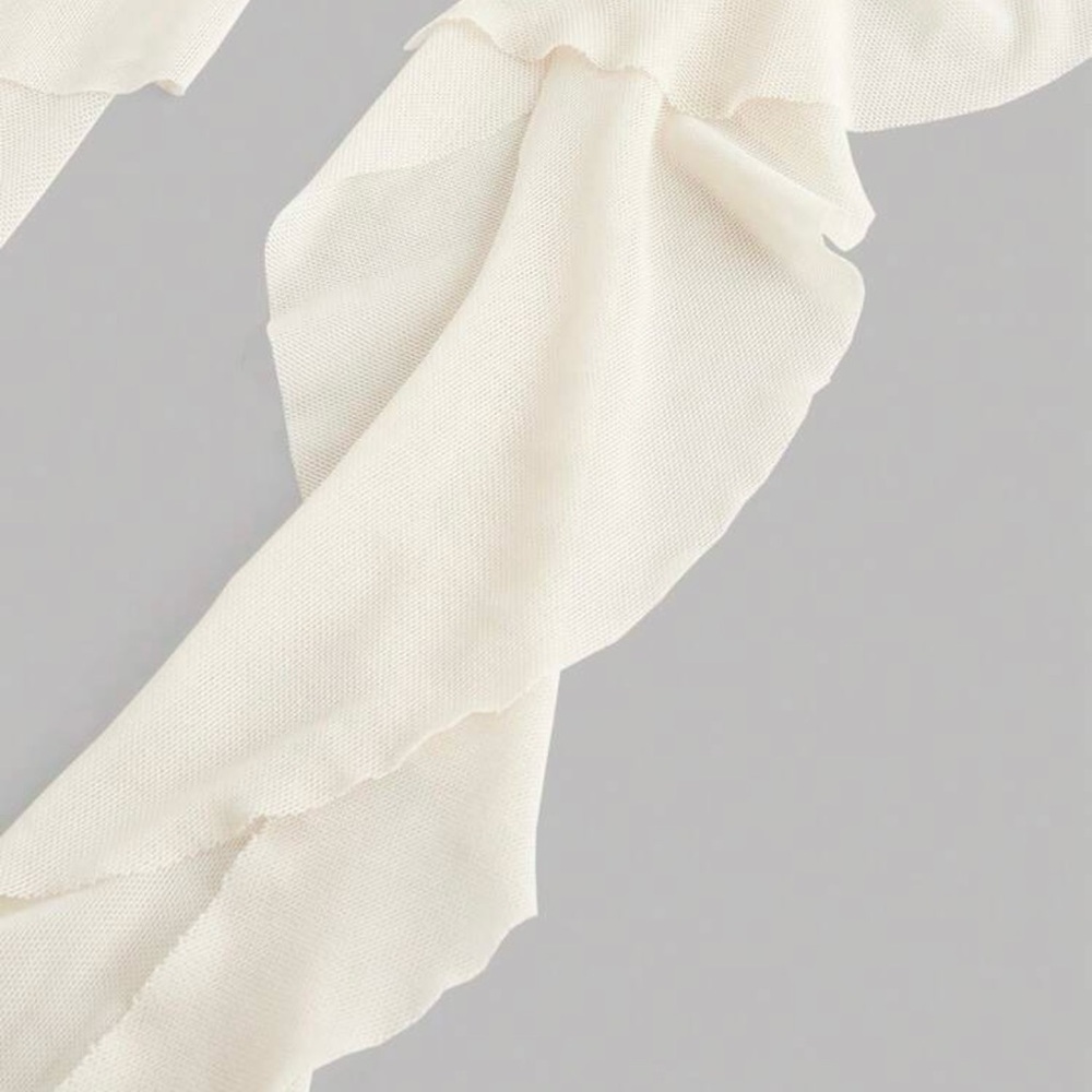 Elegant Ruched Ruffle Beige Skirt - Picture 4 of 4